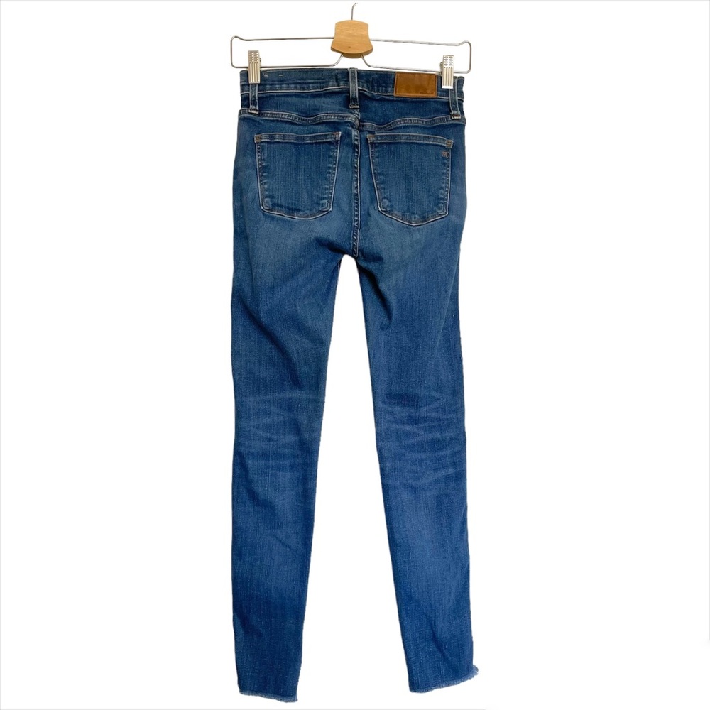 Madewell 9” High Rise Skinny Crop Jeans Destructed Hem Medium Wash Ankle Length - Picture 9 of 16
